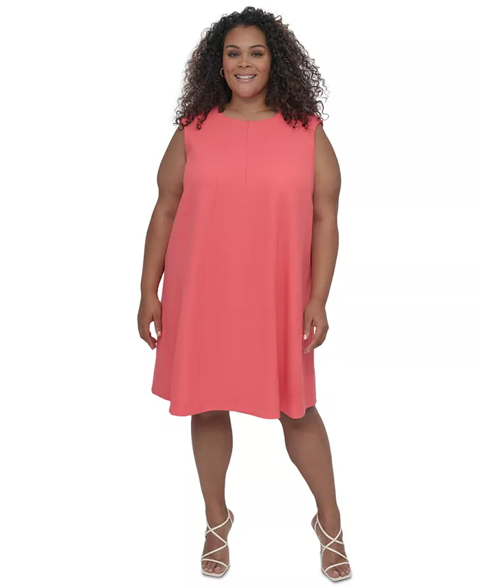 

Платье-сарафан без рукавов с круглым вырезом Plus Size DKNY, оранжевый