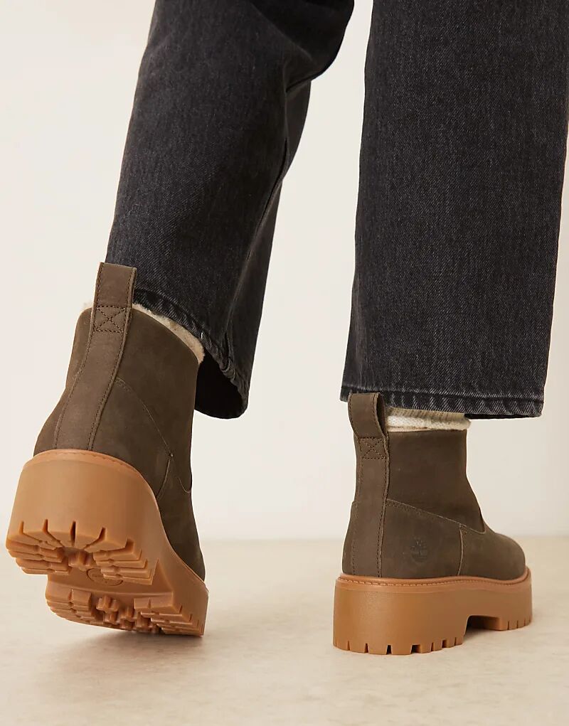 Ботинки челси Timberland Stone Street на платформе с подкладкой из искусственного меха темно-коричневого цвета из кожи — фото 4