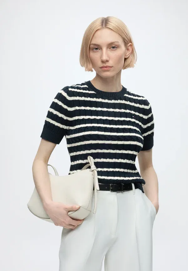 Футболка базовая Tommy Hilfiger, темно-синий/слоновая кость — фото 4