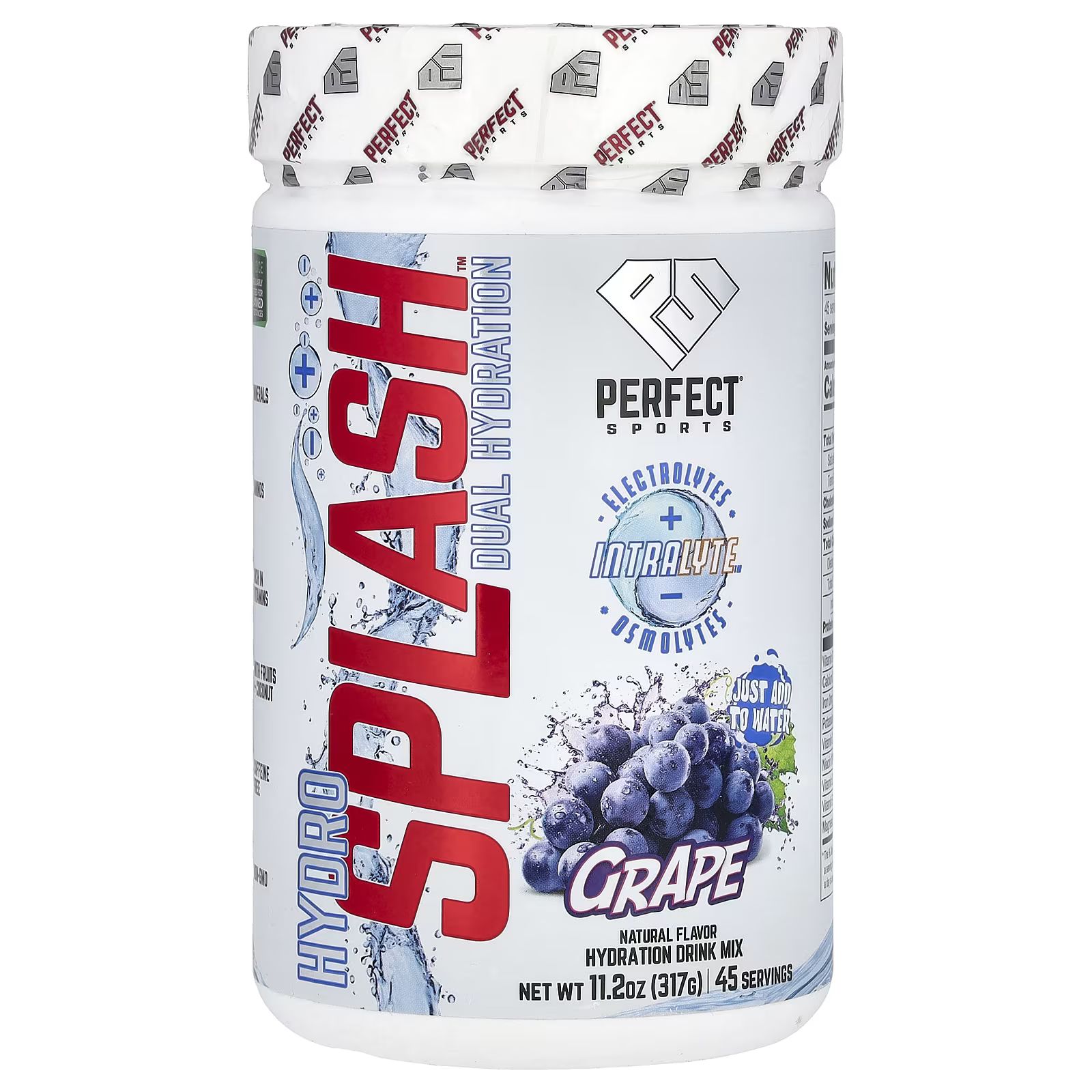 

Hydro Splash, Двойное увлажнение, виноград, 11,2 унции (317 г) Perfect Sports