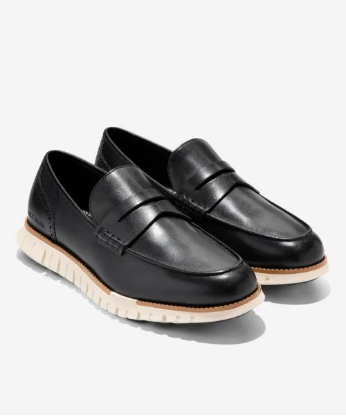 Мужские кожаные пенни-лоферы ZERØGRAND COLE HAAN чёрные — фото 2