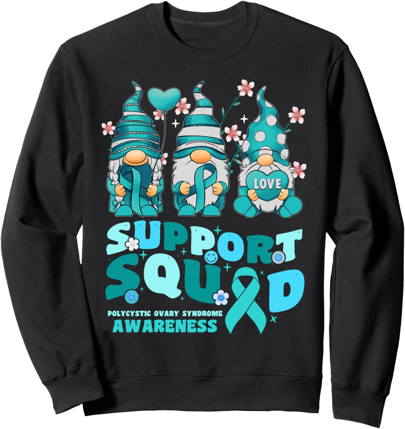 

Толстовка Support Squad с изображением гномьей ленты, символизирующей синдром поликистозных яичников (СПКЯ), черная Polycystic Ovary Syndrome Awareness Gnome Gifts, Черный, Толстовка Support Squad с изображением гномьей ленты, символизирующей синдром поли