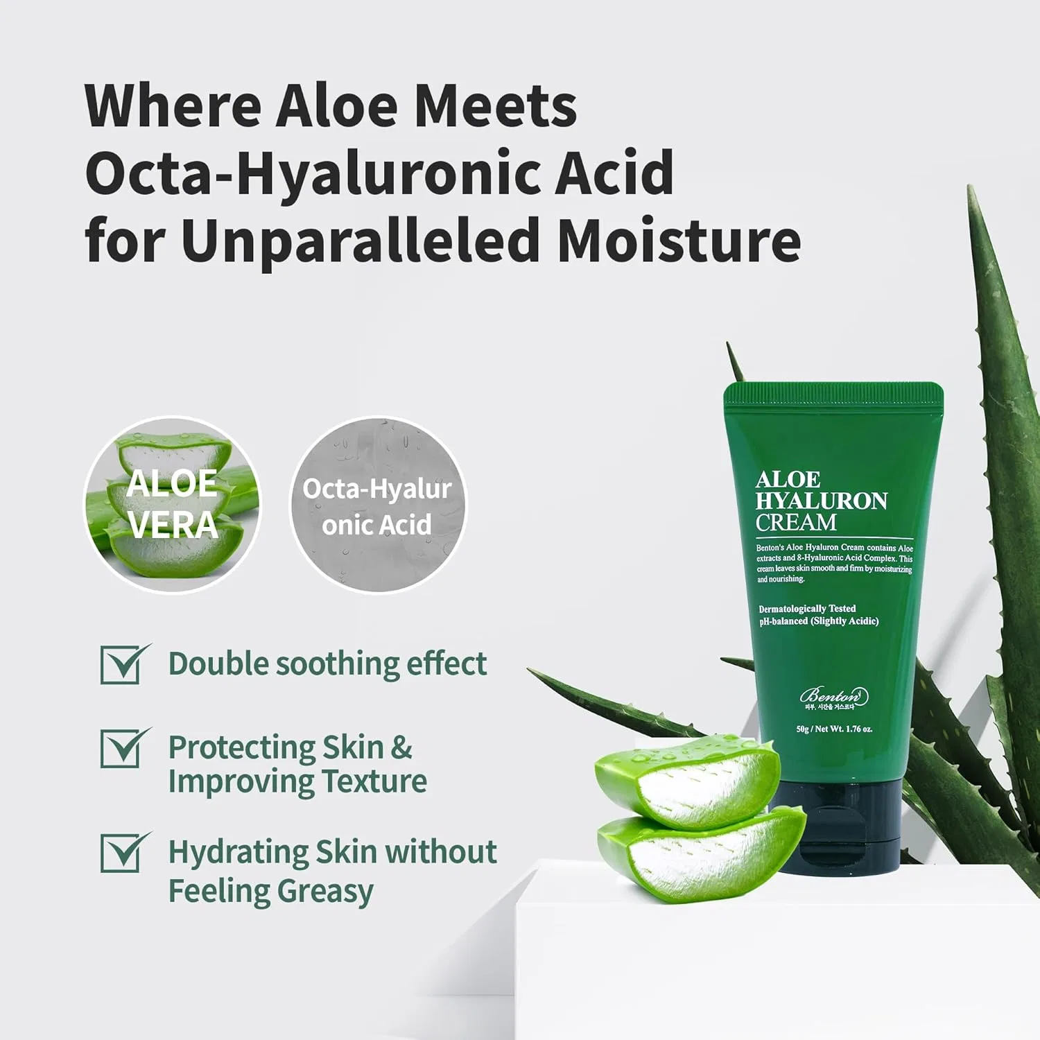 Крем для лица Benton — С алоэ и гиалуроновой кислотой «Aloe Hyaluronic Cream» от — фото 3