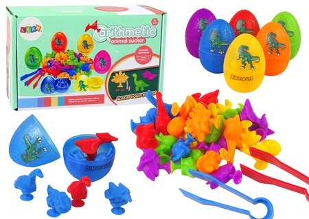 

Фигурки яиц динозавров, резиновые присоски Lean Toys