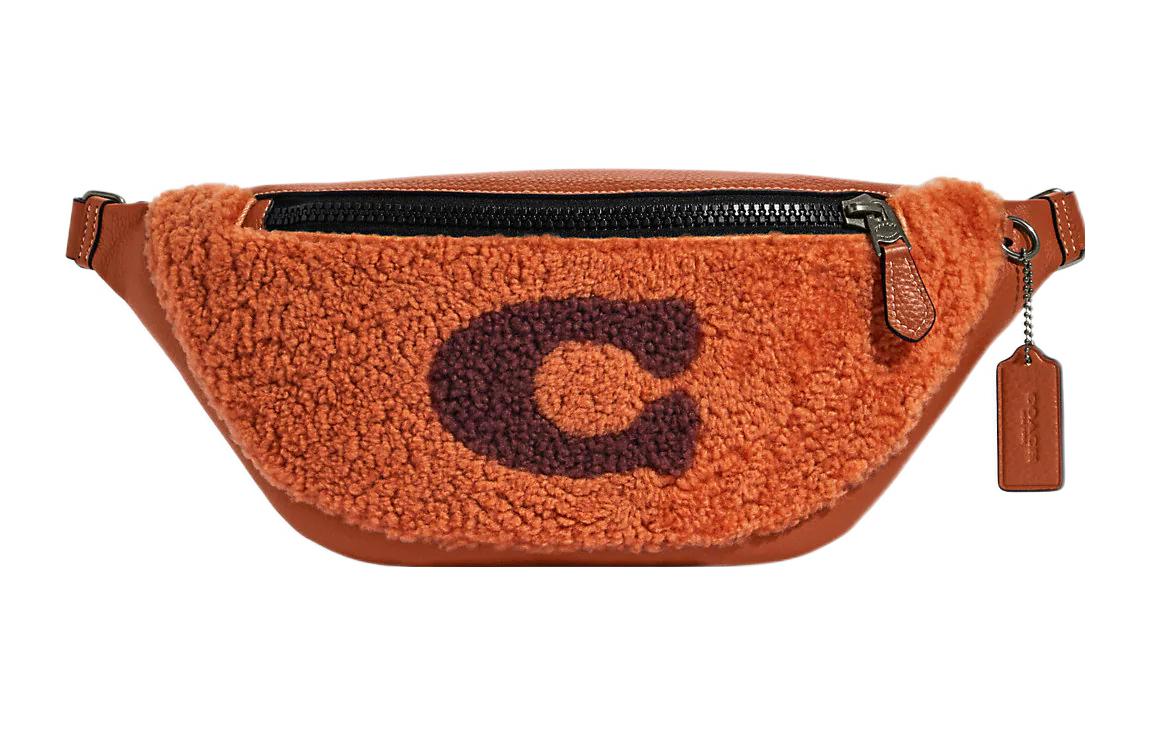 

COACH Утончённая поясная сумка из замши Уоррен с мехом овчины женская имбирно-жёлтая