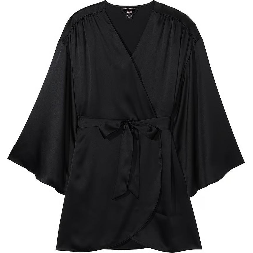 

Victoria's Secret Бархатный короткий халат Bride с декором/черный халат для сна Women's Black