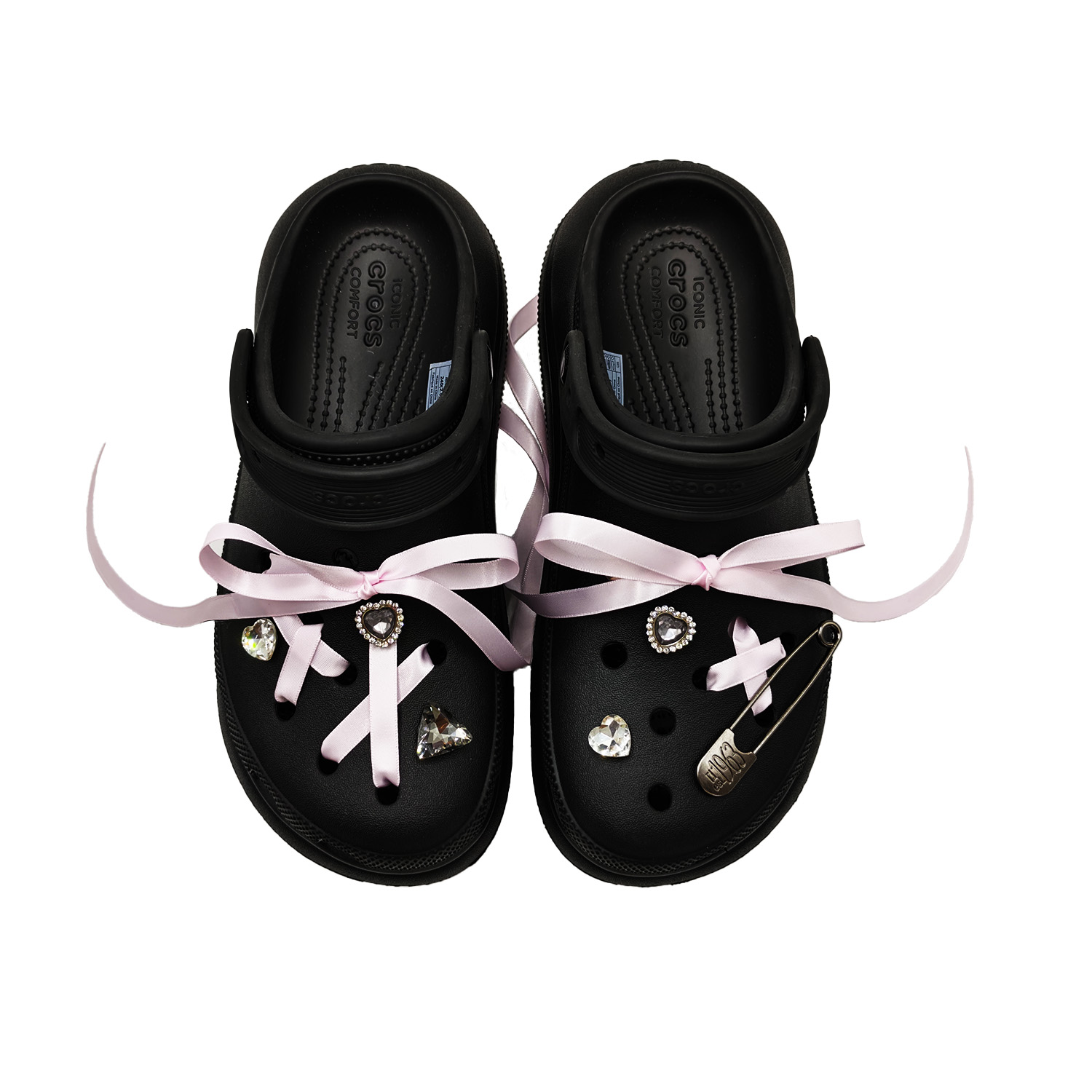 Crocs Классические стеганые клоги Sweetheart с бантиком женские черные, цвет Black — фото 4