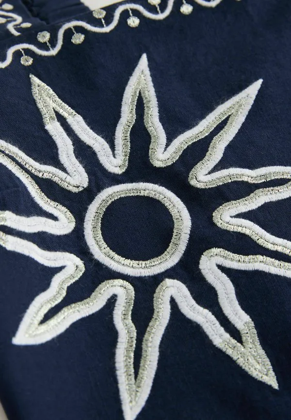 Блузка прямого кроя с вышивкой и широкими бретелями Next, Navy Blue White — фото 3