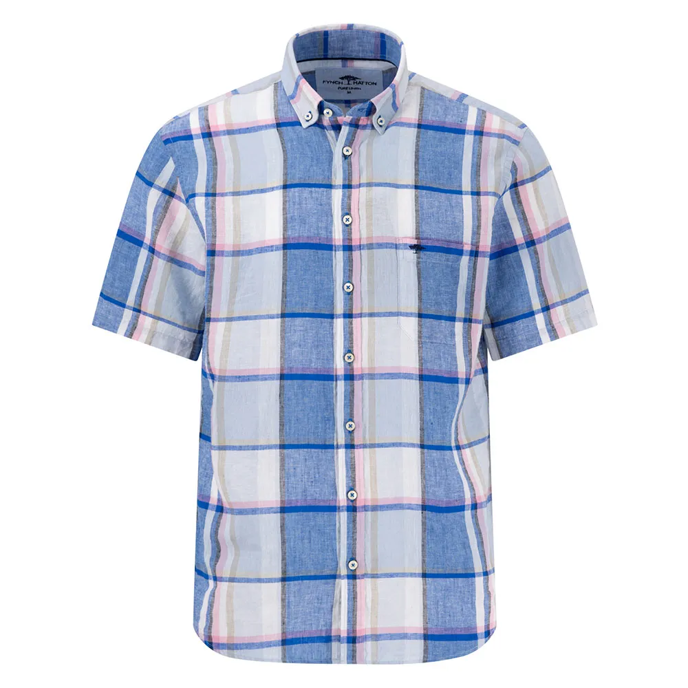 

Рубашка с коротким рукавом Fynch Hatton Colorful Linen Checks, синий