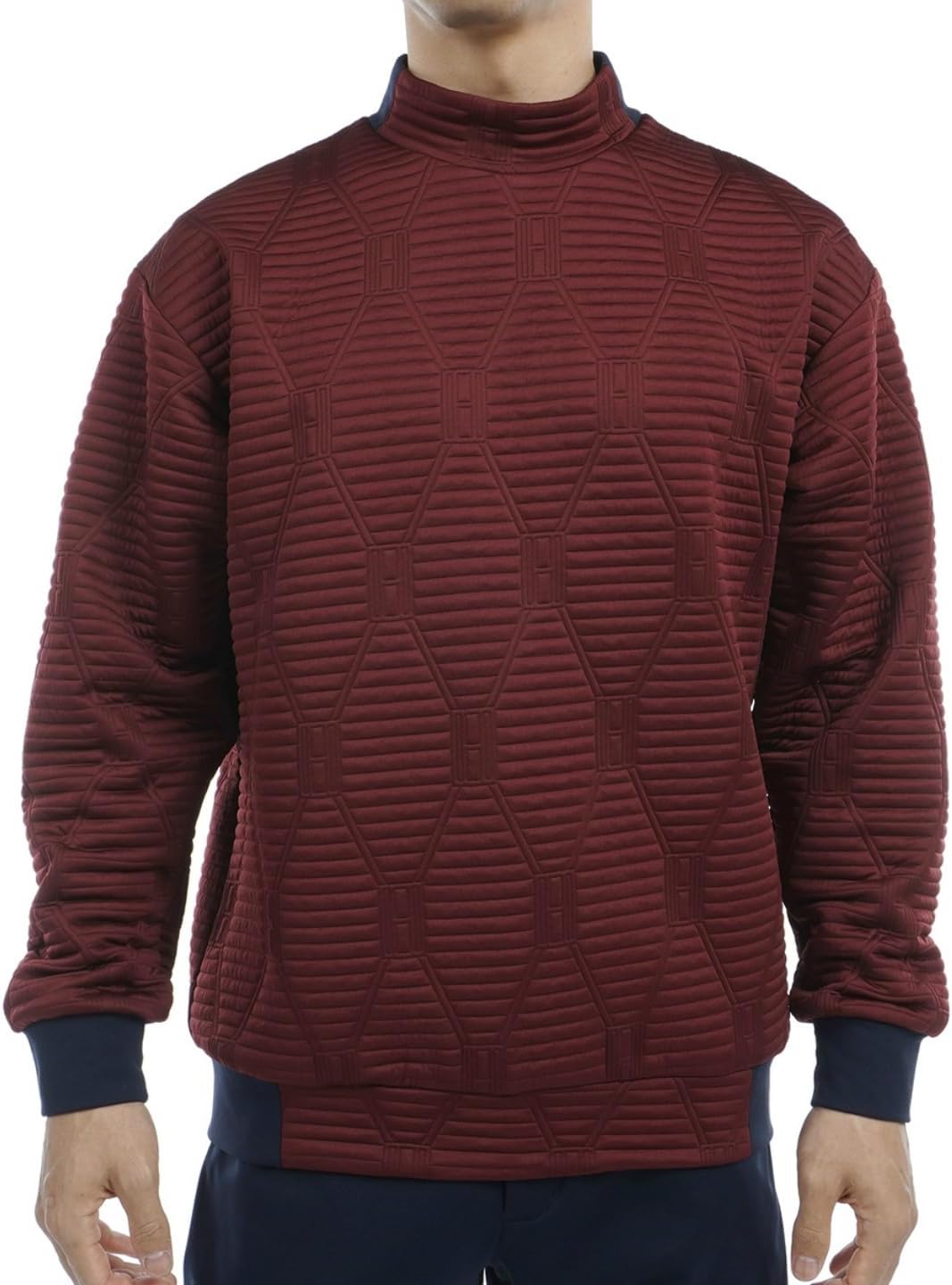 

Мужская классическая стеганая толстовка с высоким воротником и жаккардовым узором Tommy Hilfiger Golf, бордо