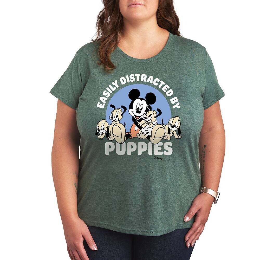 

Футболка Disney's Mickey Mouse Plus с рисунком щенков, цвет Heather Green