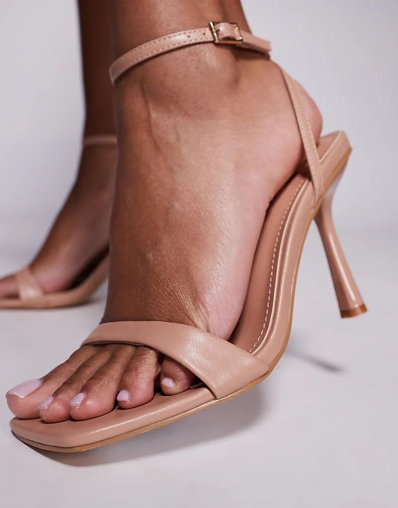 Босоножки Simmi London Dola на среднем каблуке с ремешками бежевого цвета SIMMI Shoes — фото 3