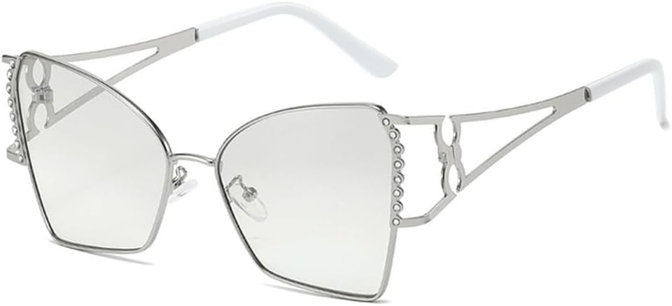 

Модные солнцезащитные очки-бабочки 2027 года для женщин, металлические панк-очки, мужские зеркальные очки с полым декором, защита от УФ-излучения UV400 MTZJH, Silver Silver