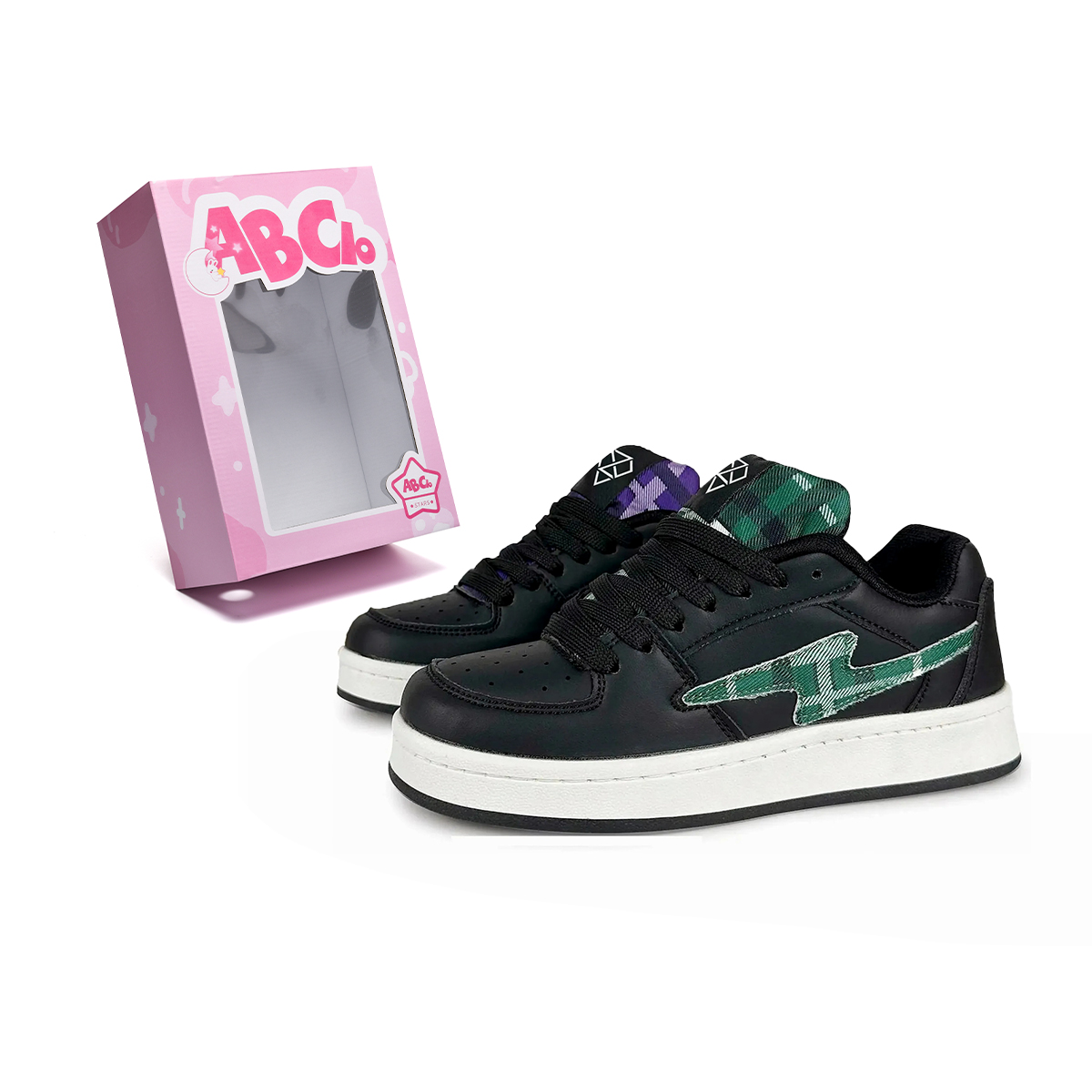 

ABCIO Амортизирующие устойчивые к истиранию низкие скейтерские кроссовки с эффектом увеличения роста унисекс в фиолетово-зеленую клетку, цвет Purple Green Plaid