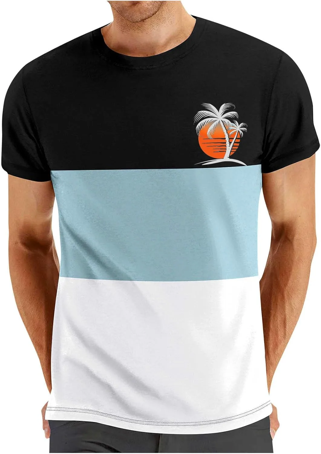 

Мужская футболка Casual с цветными блоками, 2025, Regular Fit