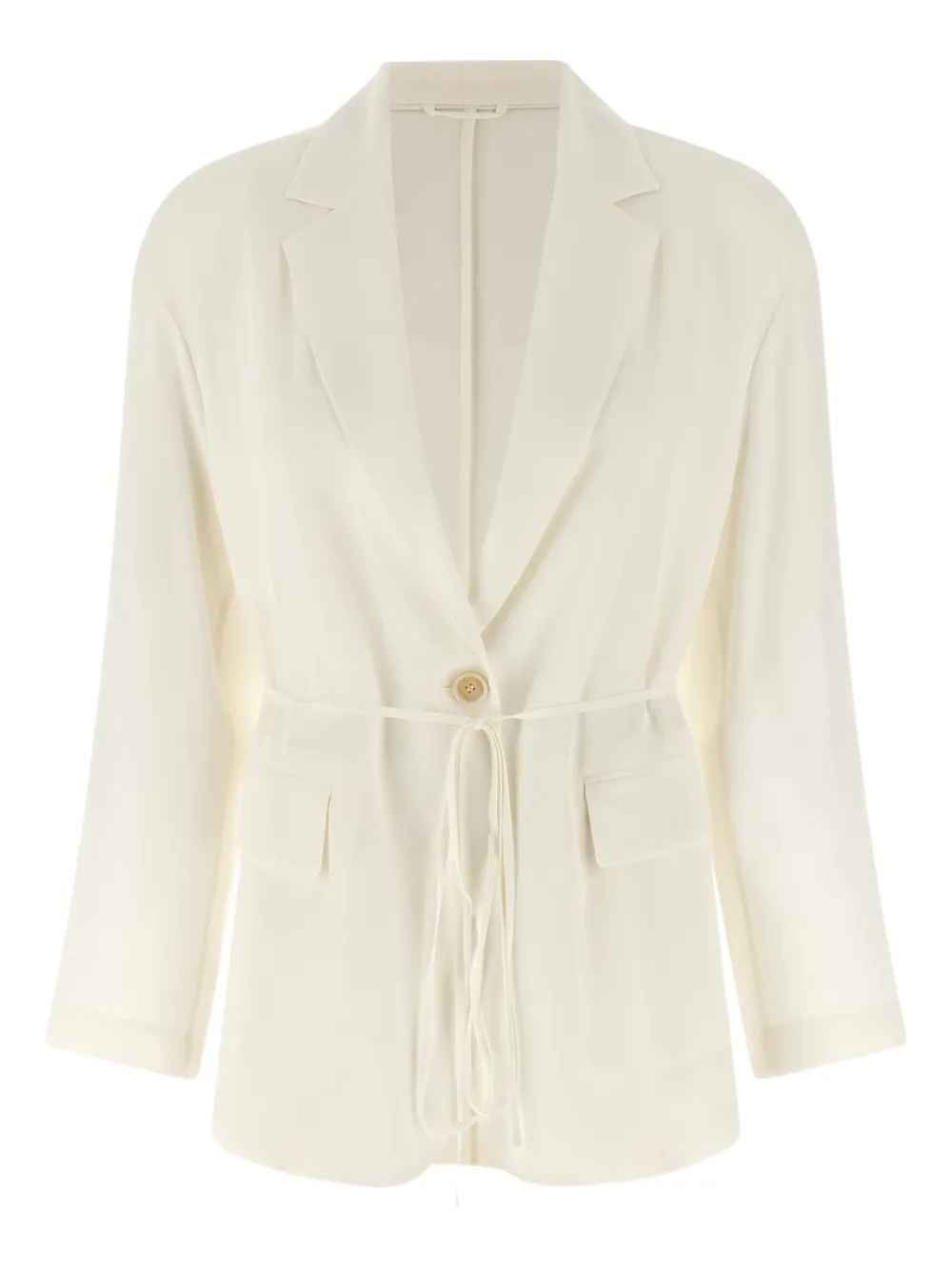 

Однобортный блейзер с кружевом и узлами Brunello Cucinelli, белый