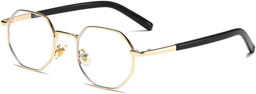 

Солнцезащитные очки LVTFCO Retro Polygon Metal для женщин, с прозрачными линзами и зеркальной линзой, защита от УФ-излучения UV400, модные солнцезащитные очки для мужчин, Golden Clear