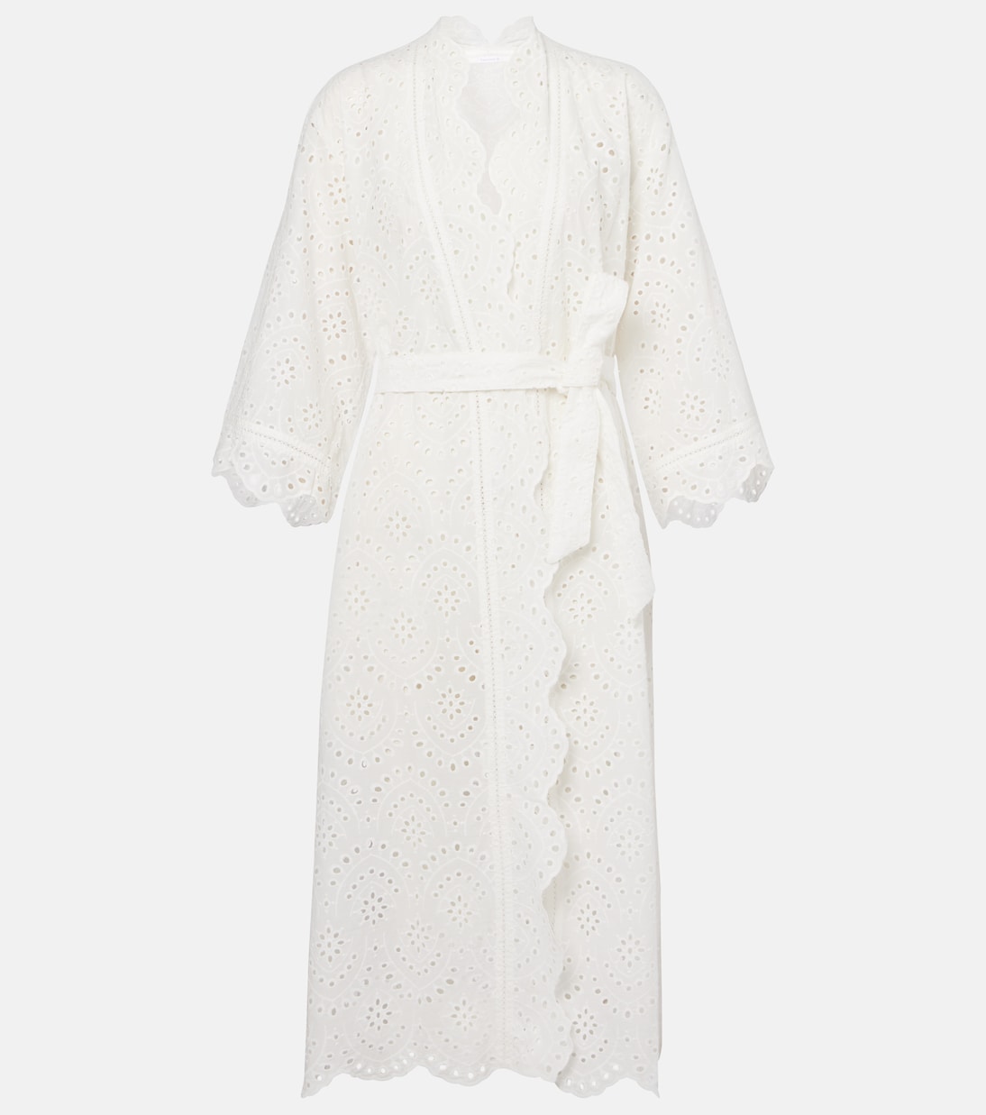 

Ажурная пляжная накидка Aya из хлопка с вышивкой ришелье Poupette St Barth, Natural White Plain