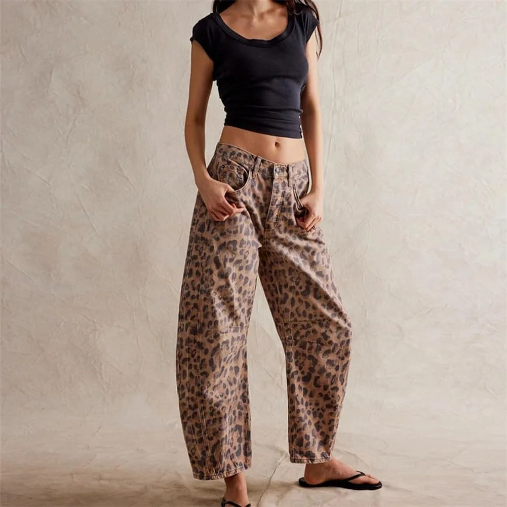 Джинсы Leopard Barrel, Mid Rise, Vintage Loose Wide Leg — фото 3