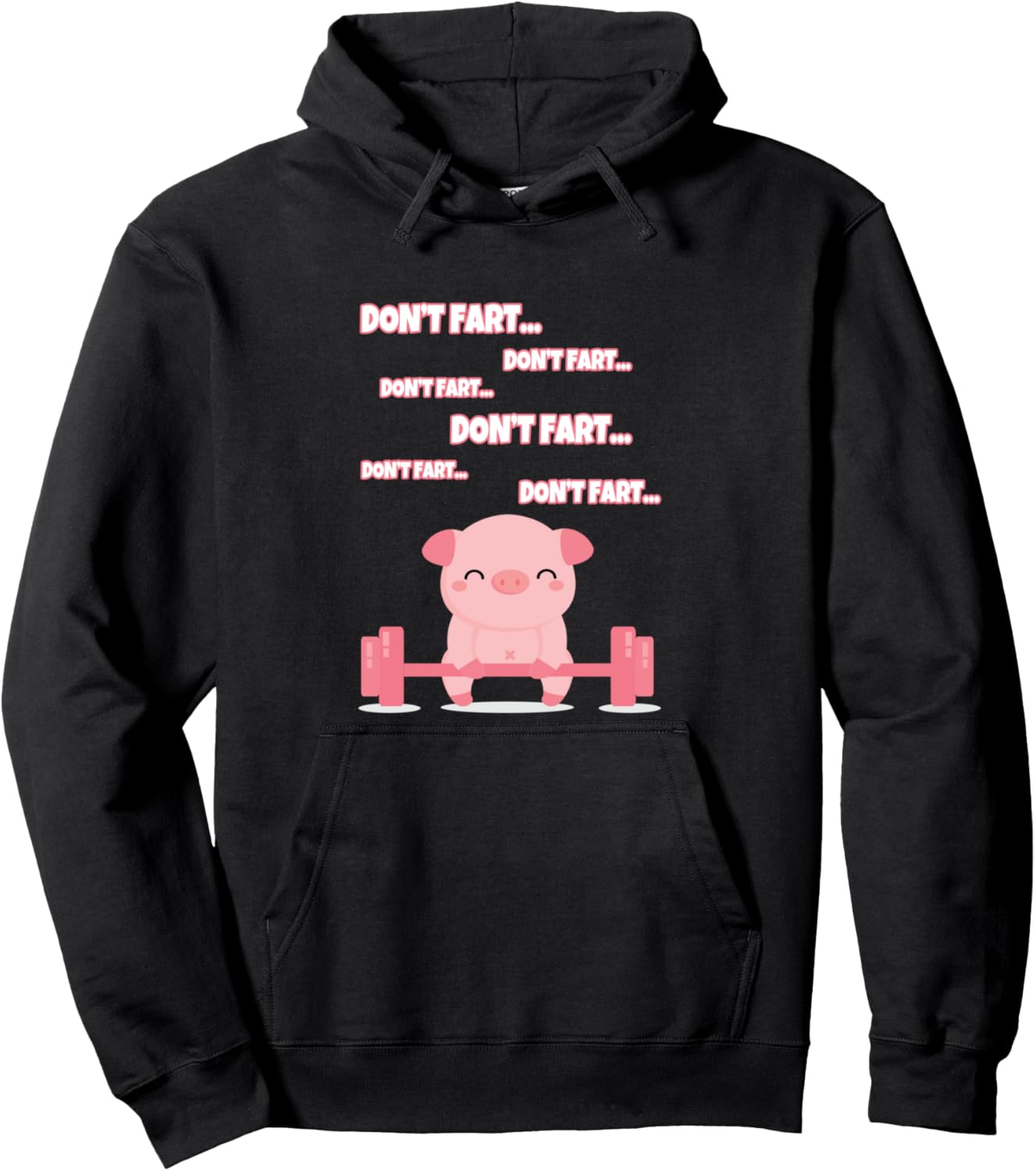 

Не пукай! Милая свинка, поднимающая гантели. Забавная толстовка Funny Pig Weightlifting Humor Farting Gym Fun, черный