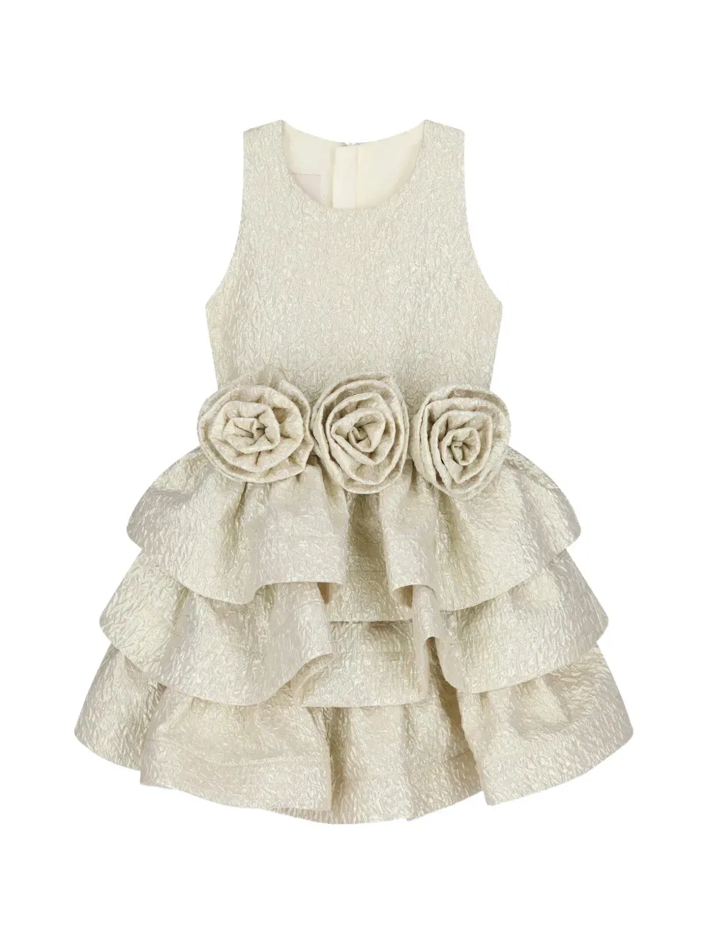 Многоярусное платье с розетками Escada Kids, нейтральный