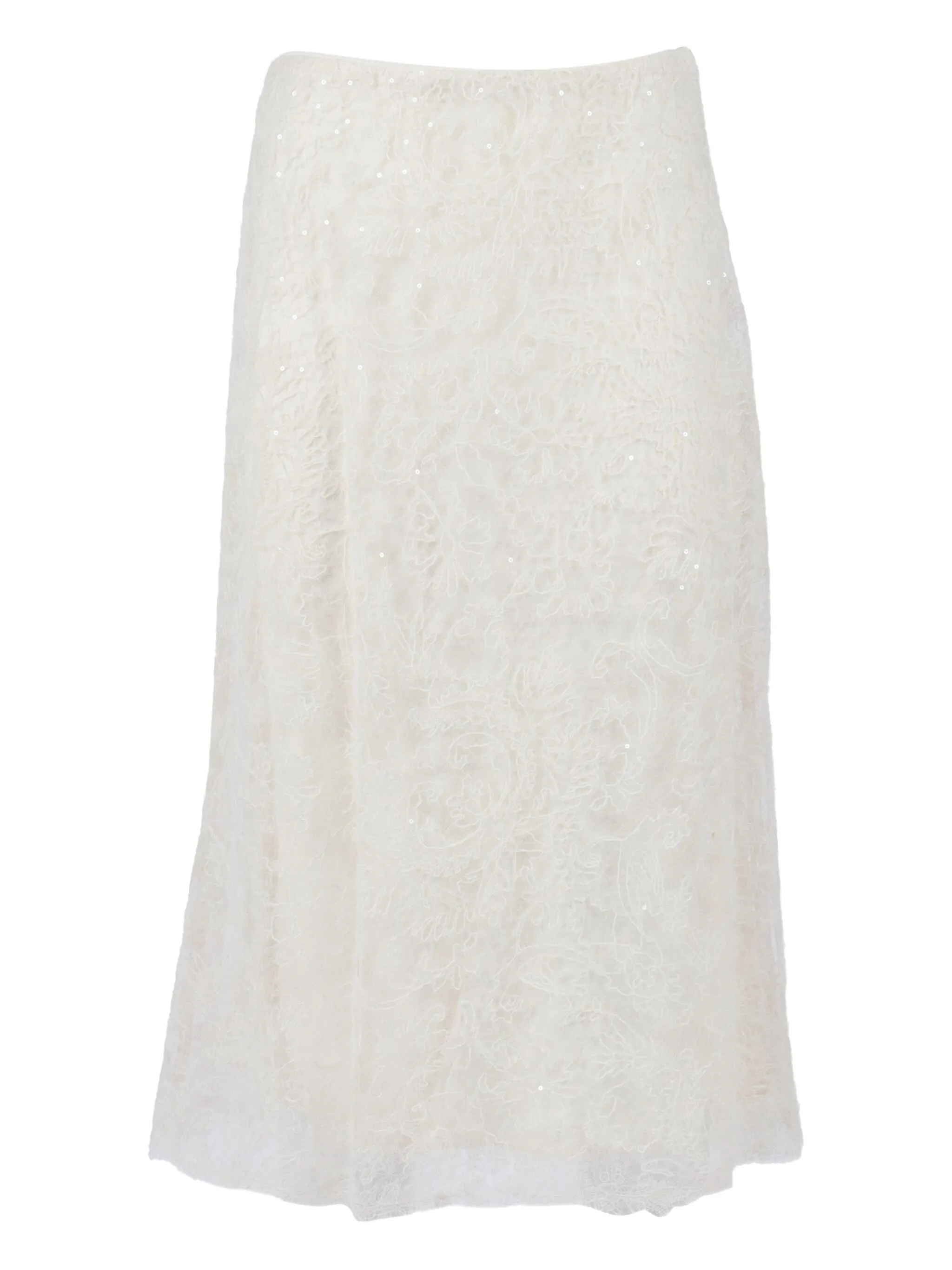 

Кружевная юбка миди с пайетками Ermanno Scervino, белый