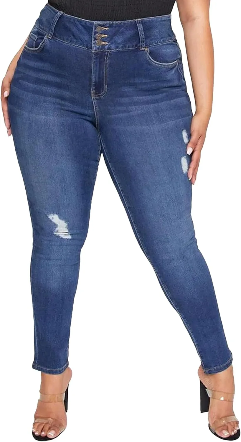 

YMI Women's Plus Essential Skinny Jeans с 3 пуговицами