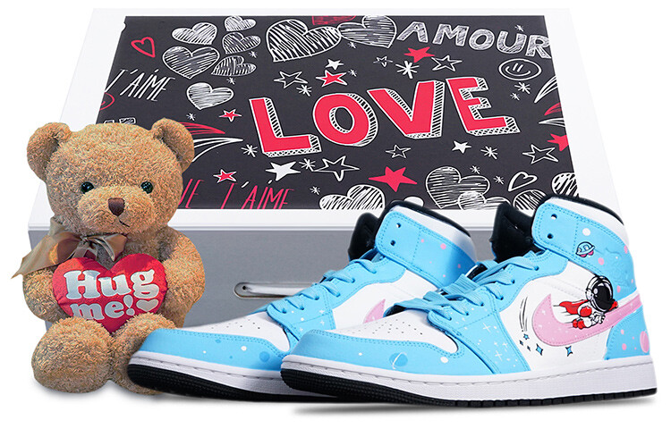 

Кроссовки Air JORDAN 1 Vintage Basketball Shoes Unisex High-Top Blue Pink/White