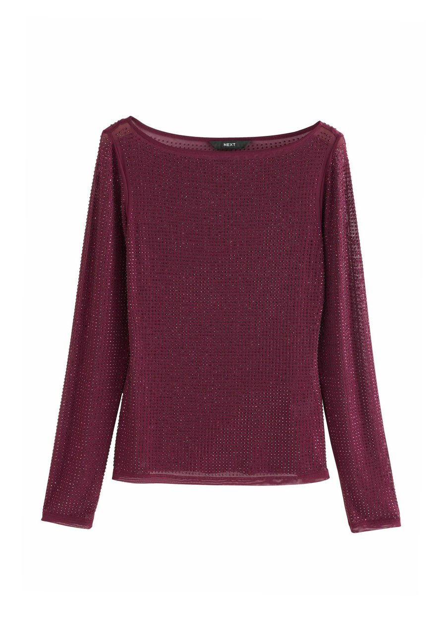 

Топ Next REGULAR FIT SLASH NECK HEATSEAL SPARKLE, Berry Red/Red