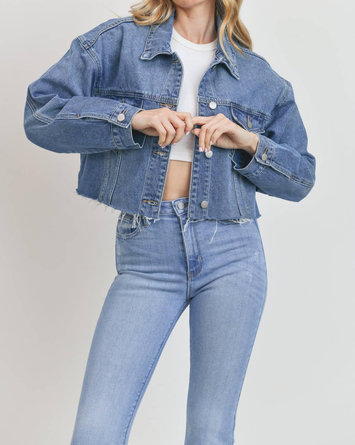 

Укороченная куртка Boy Friend из светлого денима JUST BLACK DENIM, цвет light denim