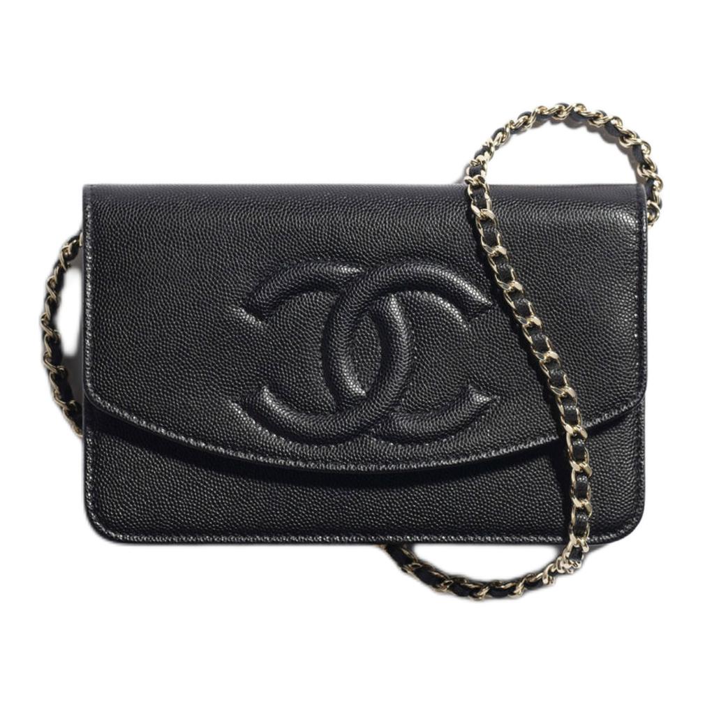 

CHANEL Кожаный кошелек, женская черная сумка через плечо Regular