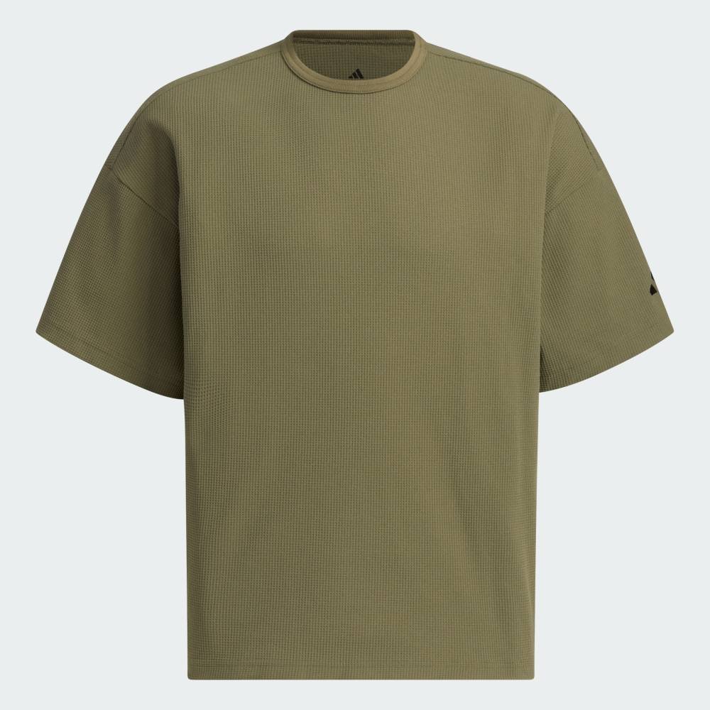 Футболка с коротким рукавом свободного кроя из вафельной ткани Adidas, green — фото 4