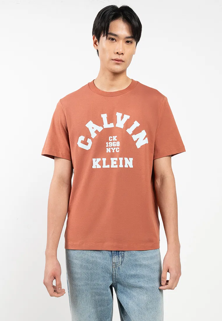 Футболка с принтом, Calvin Klein Jeans, кирпичный