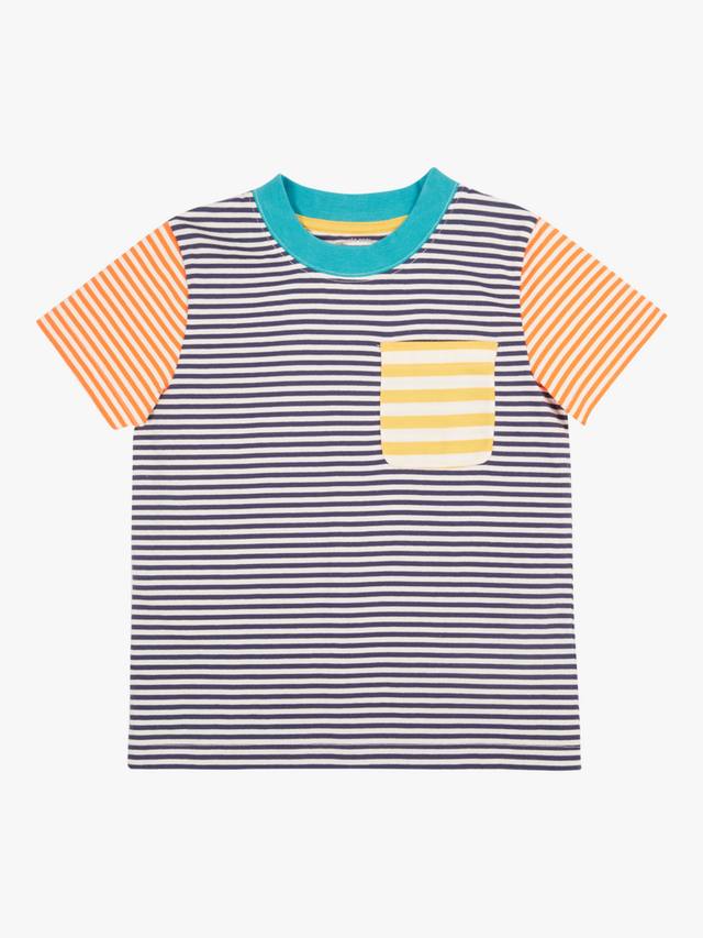 

Детская футболка pentire colour block из органического хлопка в полоску Frugi, цвет Navy Blue