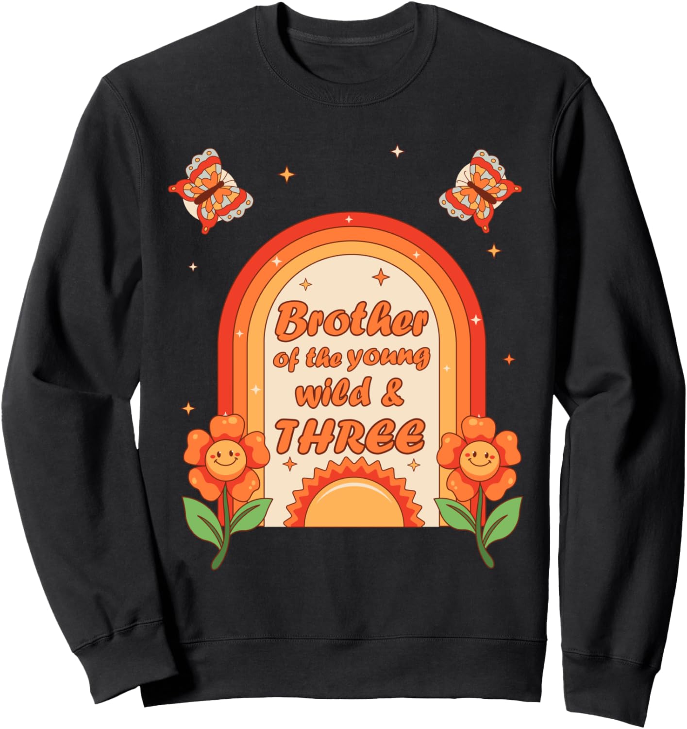 

Девочка, 3 года, день рождения, брат, дикая тройка, бохо, радуга, зажигательная вечеринка, толстовка Family Look Retro Bday Decorations Gifts, черный