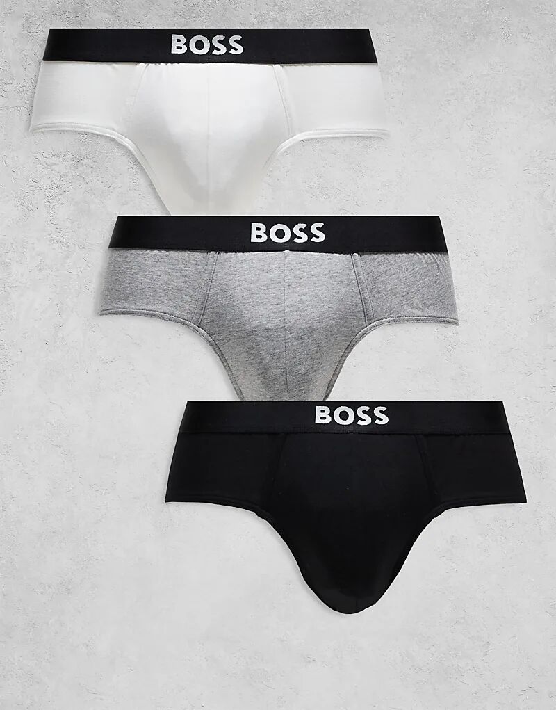 

Boss Bodywear, комплект из 3 трусов-хипстеров с логотипом спереди черного, белого и серого цветов BOSS Orange