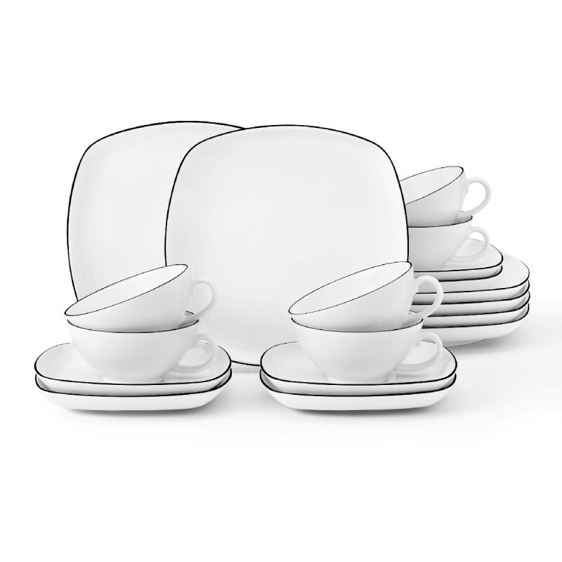 

Чайный сервиз Lido Black Line квадратный маленький, 18 предметов Seltmann Weiden, белый черный