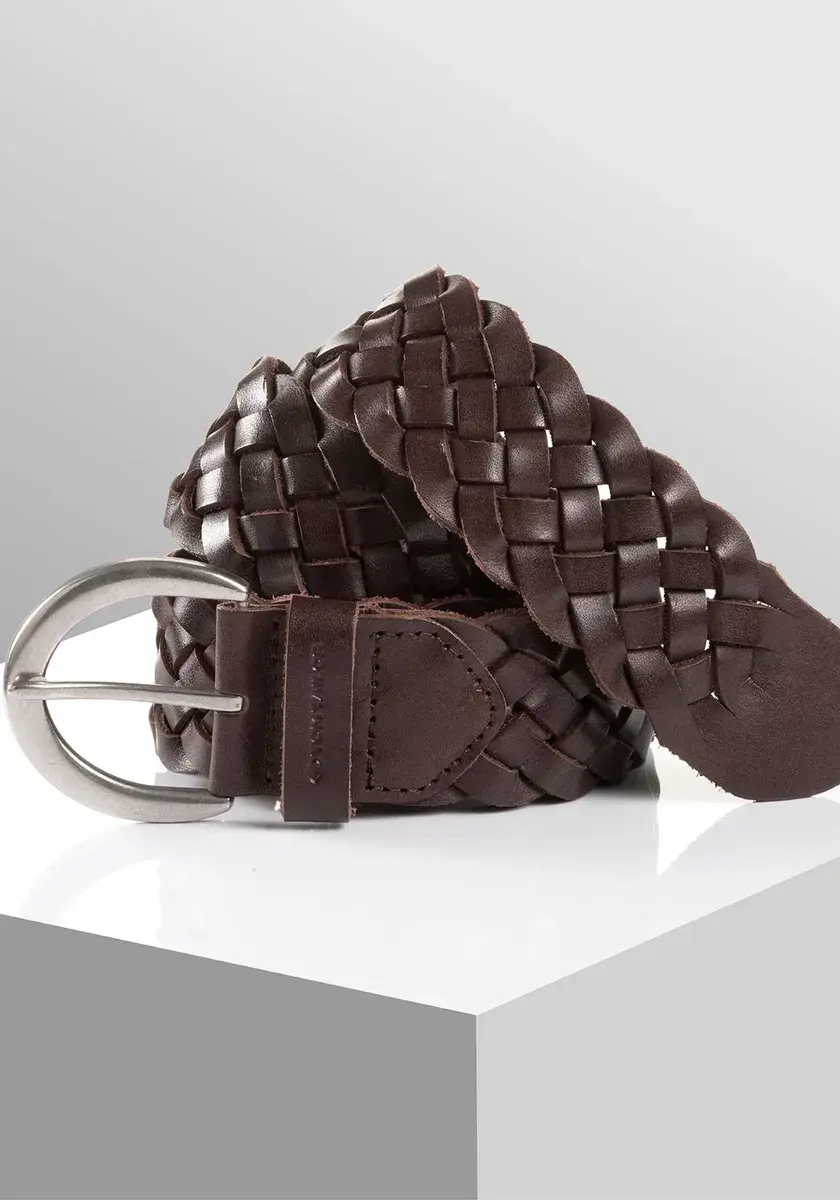 

Кожаный ремень TOM TAILOR "TTLISA", женский ремень шириной 4 см, плетеный кожаный ремень, модный must-have, коричневый