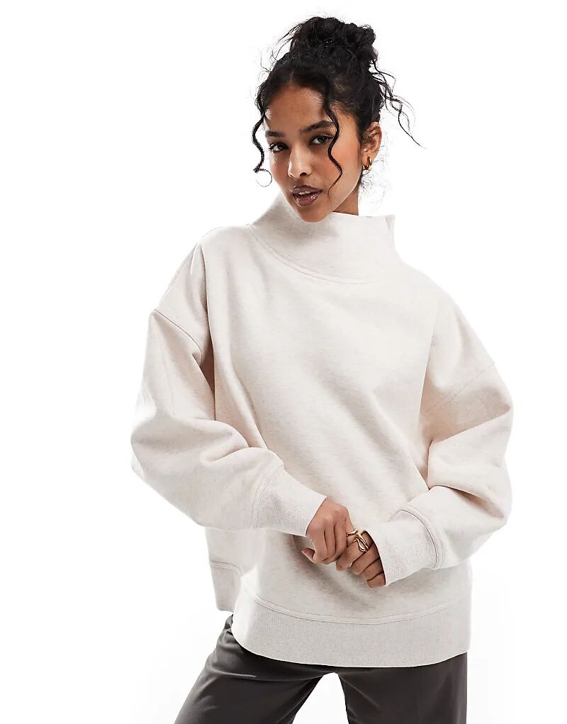 

Толстовка ASOS DESIGN с высоким воротом, меланжевого цвета, светло-бежевого цвета