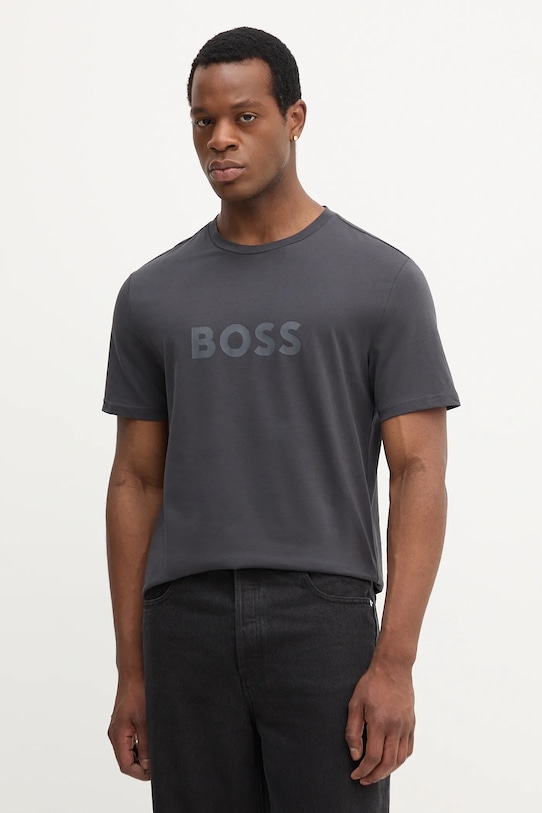 

Хлопковая футболка Boss, серый