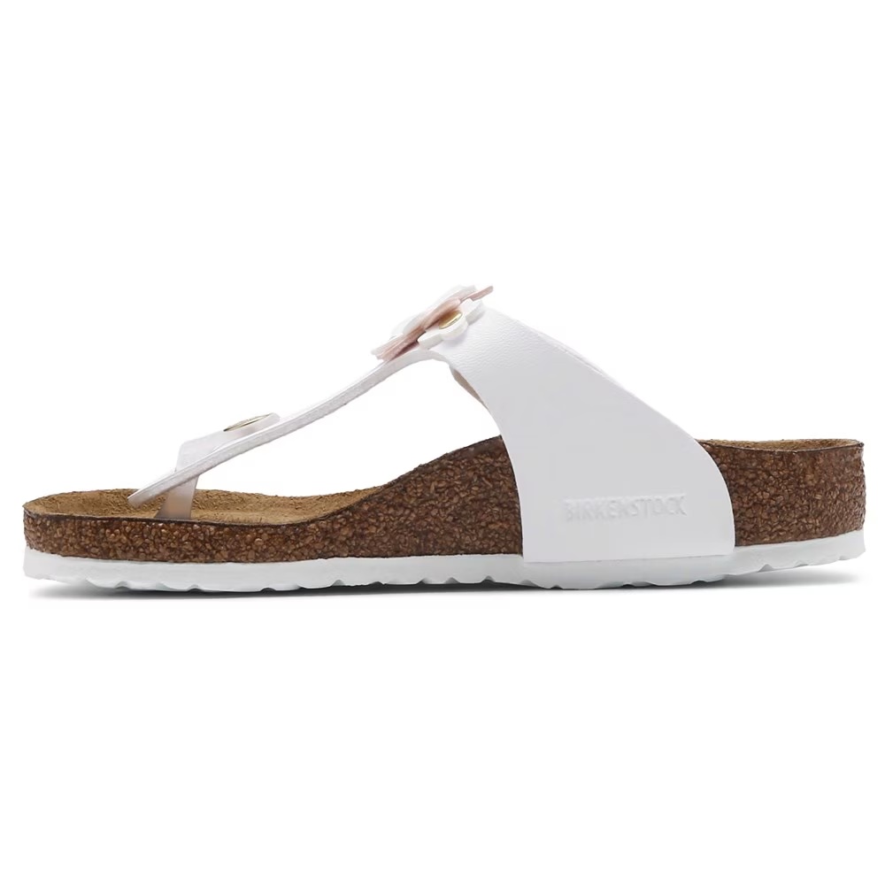 Детские сандалии на анатомической стельке Birkenstock Gizeh для малышей, white flower multi — фото 3