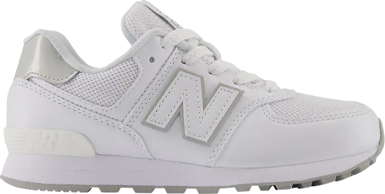

Кроссовки 574 Little Kid Wide 'White Silver Metallic', белый