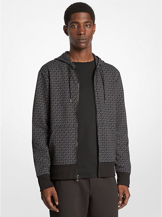 

Худи на молнии из хлопкового микса с фирменным логотипом Michael Kors, черный