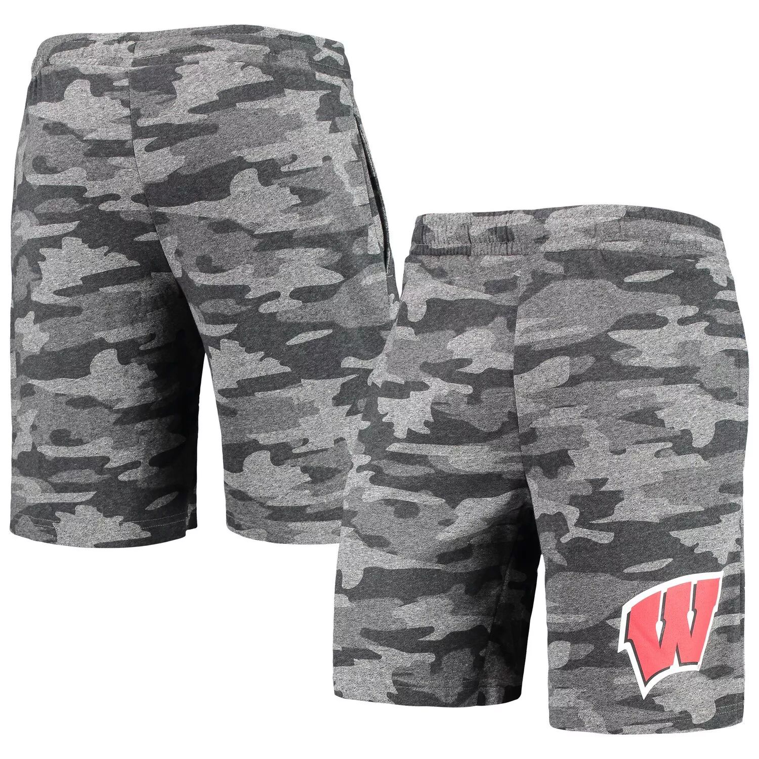 

Мужские шорты Concepts Sport Угольно-серый Wisconsin Badgers Camo Backup Terry Jam Lounge Shorts