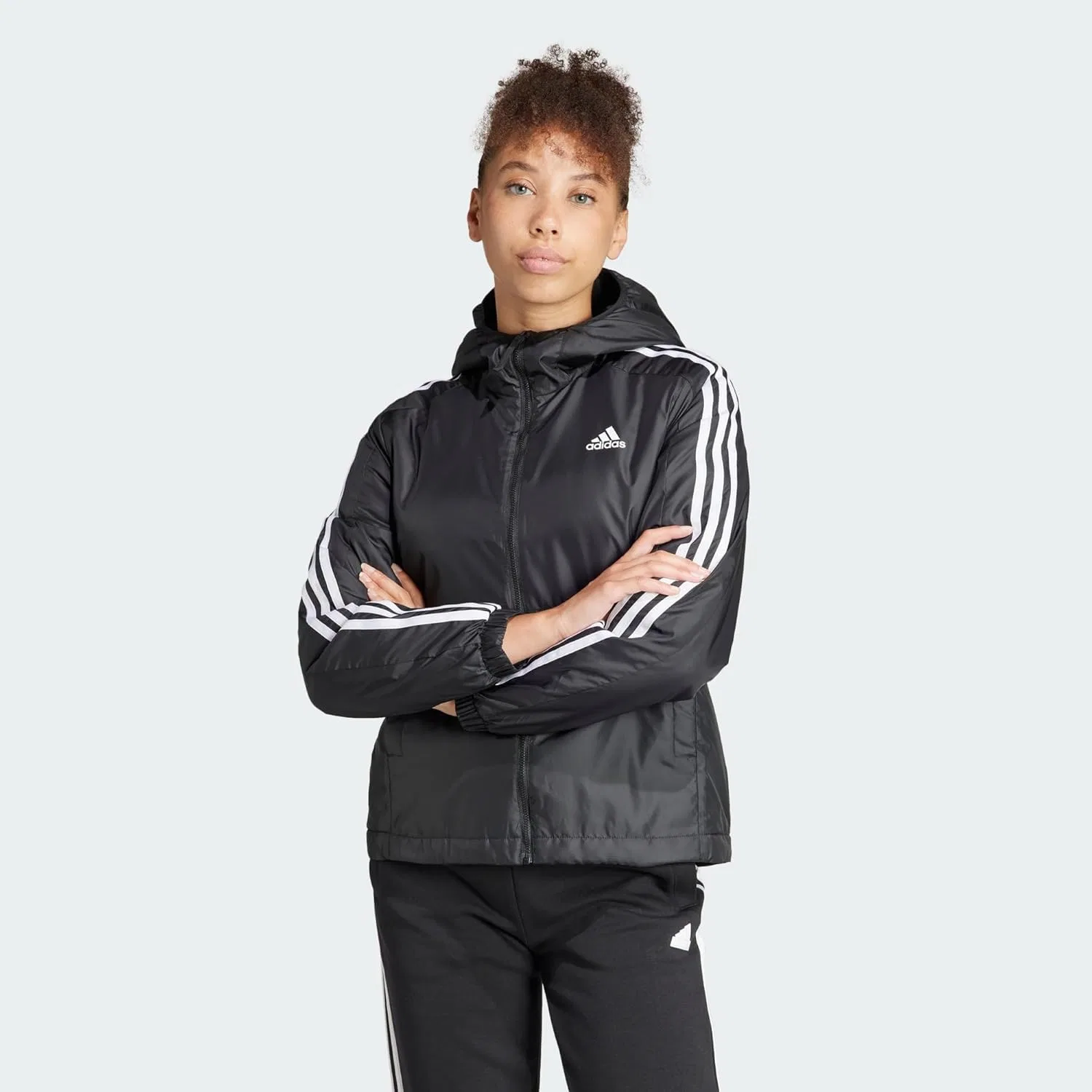 Куртка adidas Essentials 3-Stripes Insulated Hooded, Black — фото 2