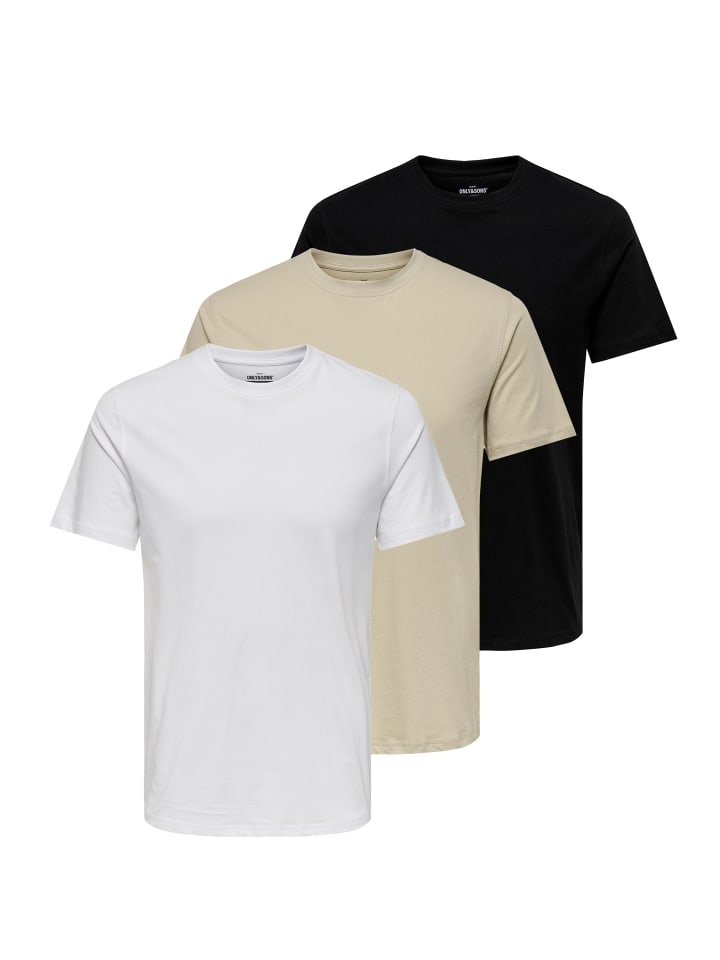 

Футболка ONLY & SONS, цвет weiß/schwarz/beige