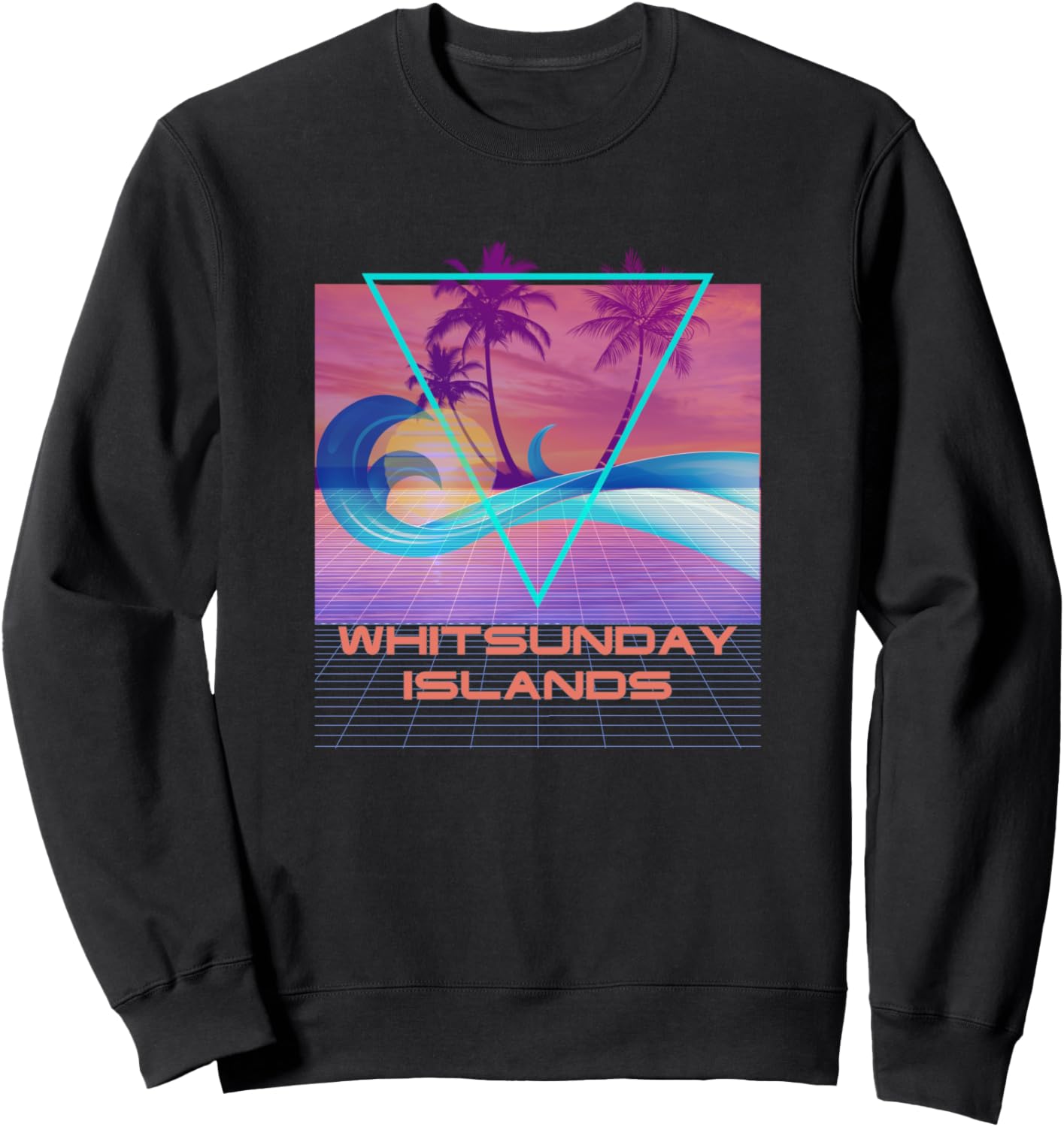 

Толстовка в стиле ретро 80-х, вейпорвейв, пляжный отдых, Уитсанди Whitsunday Islands Retro Souvenir Apparel, черный