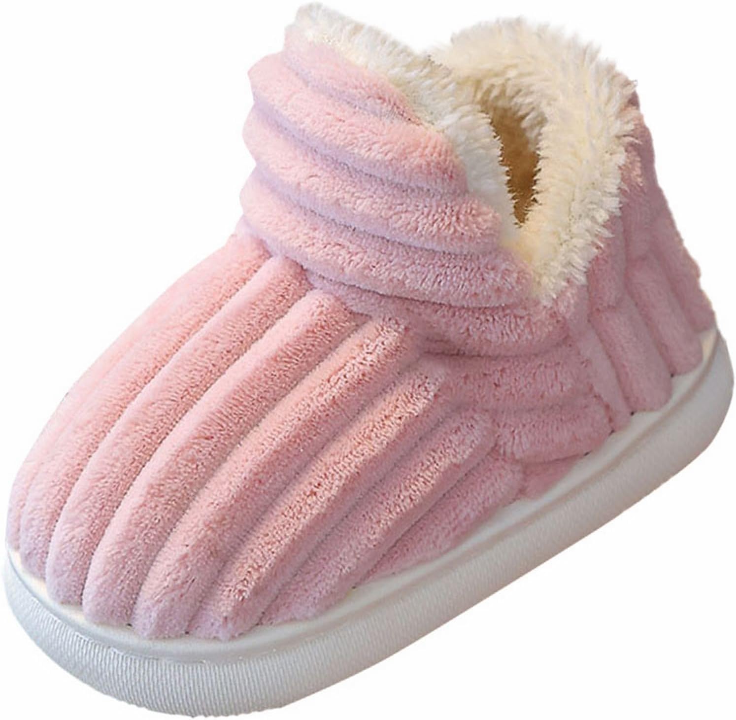 

Детские домашние тапочки-ботиночки на плоской подошве, уютные и стильные, зимние, мягкие, теплые, милые, с нескользящей толстой подошвой Generic, розовый