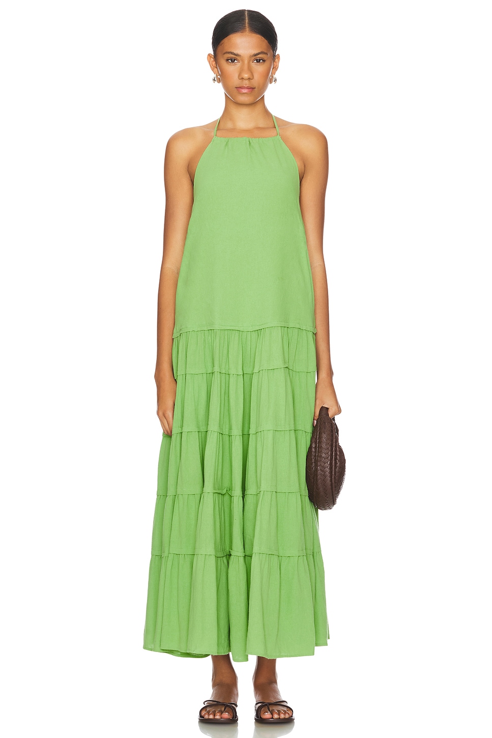 

X свободное где-то солнечное макси платье Free People, цвет kiwi