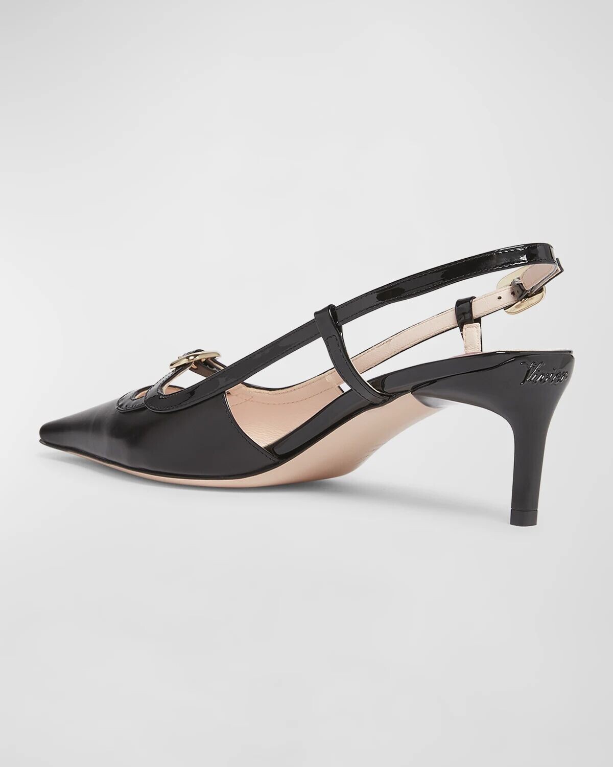 Туфли из смешанной кожи с мини-пряжкой и пяткой на пятке Roger Vivier, цвет Nero — фото 4
